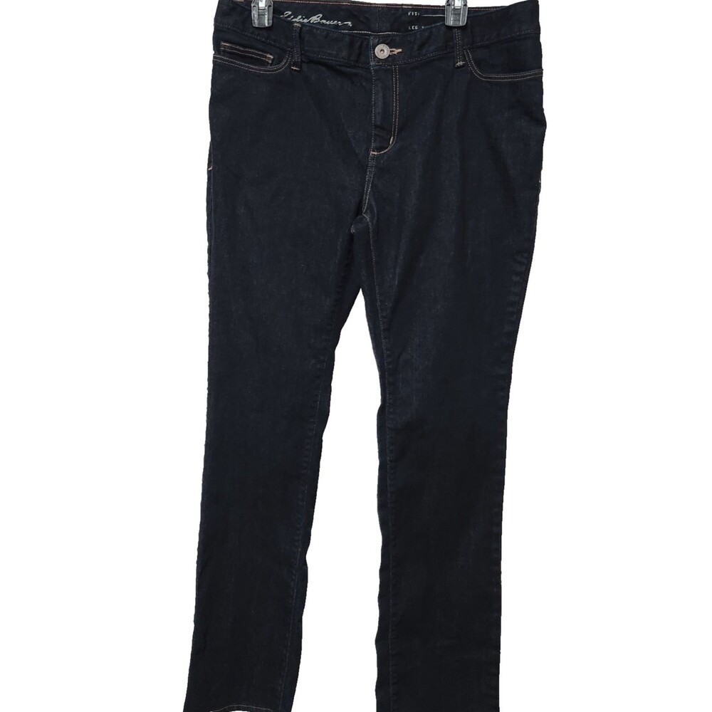 Eddie Bauer Women's Classic Boot Cut Jeans Size 14 Long Mid Rise Blue 14L